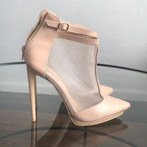 Nude mesh heel bootie